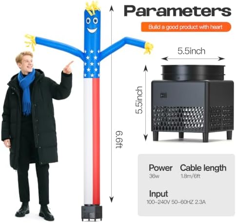 6ft American Flag Inflatable Tube Dancing Man with Blower - Image 5