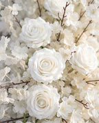 36inch Aisle Flower Garland with Chiffon Sheer Drape, White Rose & Sakura Artificial Flowers for Wedding Arch, Backdrop, Reception Table Decor - Floral Runner for Ceremony Pathway & Bridal Suite - Image 3