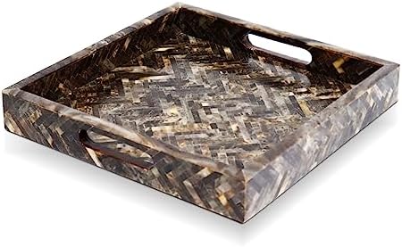 Handicrafts Home Handmade Resin Inlay Decorative Ottoman Serving Tray,12x12 by HandicraftsHome