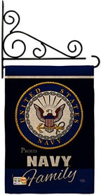 Navy Proudly Family Burlap Garden Flag - Set Wall Holder Armed Forces USN Seabee United State American Military Veteran Retire Official - House Banner Small Yard Gift Double-Sided 13 X 18.5 by Breeze+Decor