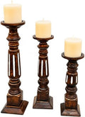 Pillar Candle Holders Set of 3, Candle Holders for Pillar Candle,Mango Wood Candle Holder for Coffee Dining Table, Wedding, Christmas, Halloween, Home Decoration,Brown by THOR+INSTRUMENTS