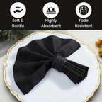 Hemstitch Cloth Dinner Napkins Cotton Set of 12 - Soft Durable Washable - Ideal for Farmhouse Parties Wedding Christmas Easter - Perfect Everyday Use Table Cloth Napkins 18x18 Black - Image 3