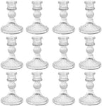 Glass Candle Holders Set, Vintage Decorative Design,Elegant Table Candlesticks Set for Dining Room,Wedding, Spring Party, Romantic Dinner, Festival & Windowsill Decor (12, Clear, XZS) by Unknown