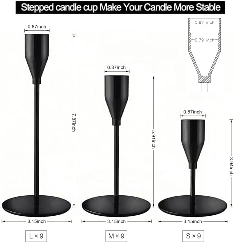 Black Candlestick Holders, Metal Taper Candle Holders,Bulk Set of 27 - Image 2