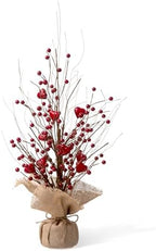 Glitzhome Valentine Artificial Berry Heart Blossom Table Tree 18”H Red Heart Tree Table Centerpiece for Valentine’s Day Holiday Decoration Home Decor Artificial Plants - Image 6