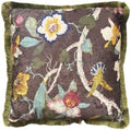 GUMAS Original Luxurious Floral and Bird Print Velvet Throw Pillow, Cushion Cover with Vintage Chinese Style Design (1, Brown Cover) by Unknown
