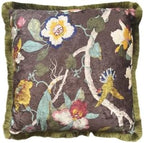 GUMAS Original Luxurious Floral and Bird Print Velvet Throw Pillow, Cushion Cover with Vintage Chinese Style Design (1, Brown Cover) by Unknown