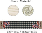 8 Pcs Truck Holiday Table Runners 72 Inches Long, Rustic Truck Fall Winter Halloween Christmas Burlap Table Runners, Car Buffalo Plaid Dining Table Decor for Farmhouse Garden Party Supplies - Image 4