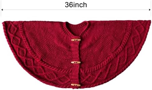 36 inch Christmas Tree Skirt: Pencil Tree Skirt for 6ft Tree, Diamond Edge Knit Small Wine Red Tree Skirt, Vintage Tree Skirts, Rustic Farmhouse Christmas Decorations - Image 3