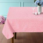 Pink Tablecloth Fabric (1PC, 60"x102"), 6ft Table Cover (8-10 Seat) - Cotton Polyester, Wrinkle Resistant & Washable, Jacquard Table Cloth for Valentine's Day & Birthday & Wedding, Bows Pattern by VOOVAMOVAS