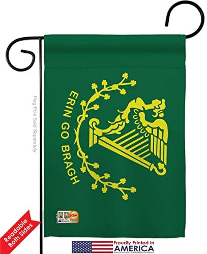 Erin go Bragh Garden Flag Set Wood Dowel Springtime St Patrick Shamrock Leprechaun Lucky Coin Holiday March Irish Clover Small Decorative Gift Yard House Banner Double-Sided Made In USA 13 X 18.5 - Image 2
