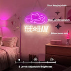 Zhengmy Yee Haw Neon Sign, USB Powered Western Cowboy Wall Decor - Image 5