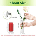 Hewory Cylinder Glass Bud Vases: Set of 12 Small Clear Skinny Single Flower Vase for Centerpieces - Minimalist Bulk Vases for Wedding Birthday Bridal Shower Party Events Table Decor, 5.91"(H)×1.8"(D) - Image 2