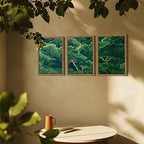 Japanese Nature Forest Wall Art Set of 3, Sage Green Moss Botanical Canvas Wall Decor Paintings, Vintage Mountain Landscape Zen Artwork Pictures Prints for Living Room Bedroom 16x24 Inch Framed - Image 5