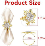 ZeeDix Christmas Gold Snowflake Napkin Rings Set of 24, Napkins Ring for Dinning Table - Rustic Dinner Tables Decoration for Wedding Receptions Christmas Thanksgiving Holiday Party Dinner Parties - Image 2