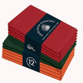 Multi Color Cloth Napkins 18x18 Inch - Set of 12-100% Cotton, Soft, Reusable - Perfect Hotel Quality Napkin for Table, Dinner, Weddings, Everyday Dining - Orange, Red, Forest Green by HEIRLOOMCOMFORT
