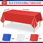 24 Pack 4th of July Tablecloths, Red White and Blue Disposable Plastic Tablecloth, Rectangle Table Cover for Independence Day Memorial Day Veterans Day 250 Anniversary Decorations, 54 x 108 Inch - Image 2