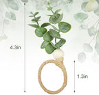JarThenaAMCS Napkin Rings Set of 30 Rustic Eucalyptus Leaf Rings Wood Bead Farmhouse Napkin Ring for Spring Summer Weddings Christmas Party and Easter Table Decoration - Image 2