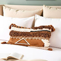 Decorative Throw Pillow Cover 12x20 Knitted Lumbar Pillow Tufted Accent with Tassels for Couch Bed Sofa Cotton Wool Woven Boho Handwoven Pillow (Neutral/Earth Tone) by CocoMarketplace