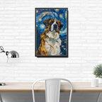 Metal Sign Vintage Tin Sign Saint Bernard Starry Night Bernard Gentle Saint in A Celestial Sky for Home Alpine Lodge and Seasonal Displays Rustproof Aluminum 8×12 Inches with Metal Frame - Image 3