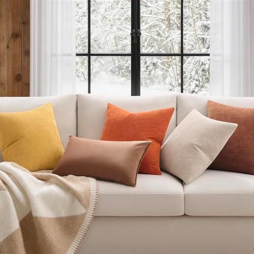 JUSPURBET 28x28 Velvet Decorative Throw Pillow Covers Set of 2,Mocha - Image 4