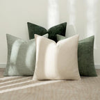 MIULEE Soft Decorative Chenille Pillow Covers Green 16x16 Pack of 4 - Image 3
