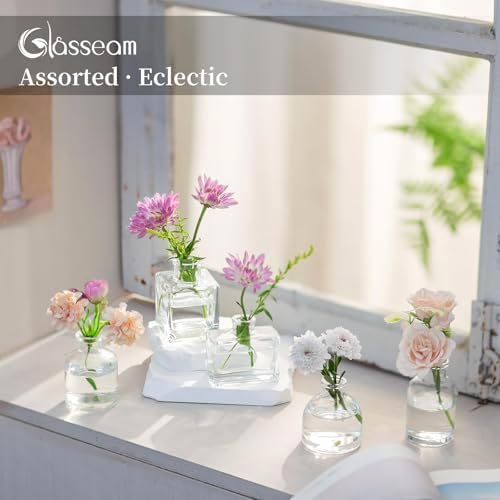 Glasseam Mini Bud Vase in Bulk 40: Clear Small Flower Vase for Centerpieces - Image 5