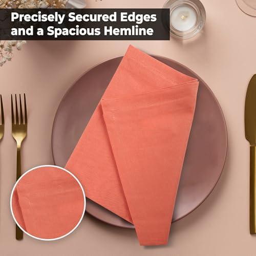 Urban Villa Cloth Napkins 100% Cotton Highly Absorbent Washable Durable Reusable Premium Dinner Napkins Ideal for Gifts for Mothers Day Hotel Farmhouse Parties - Pumpkin (18" x 18", Set of 12) - Image 5