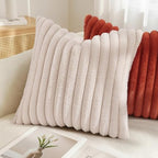 decorUhome Fall Faux Fur Throw Pillow Covers 20x20 Set of 2 Beige - Image 4