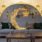 Glooglitter Pre-lit Eid Mubarak Decorations for Home Metal Ramadan Star Moon Crescent Light Decorations Outdoor Lighted Night Lamp Sign with LED String for Yard Lawn Pathway(Hanging Star) - Image 6