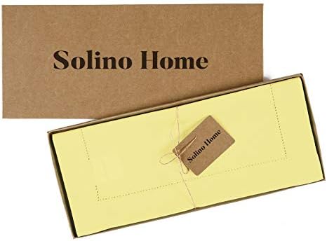 Solino Home Cotton Linen Dining Table Runner Yellow Hemstitch, 14 x 36 in - Image 5