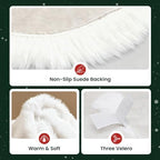 iMucci 48inch 2025 Update Wool Fur White Tree Skirt Small Christmas Tree Skirt Snowy White Plush Velvet Christmas Tree Skirt Holiday Party Decoration - Image 4