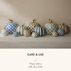 MACKENZIE-CHILDS Resin Pumpkin, Small, Blue-and-White Royal Check - Image 5