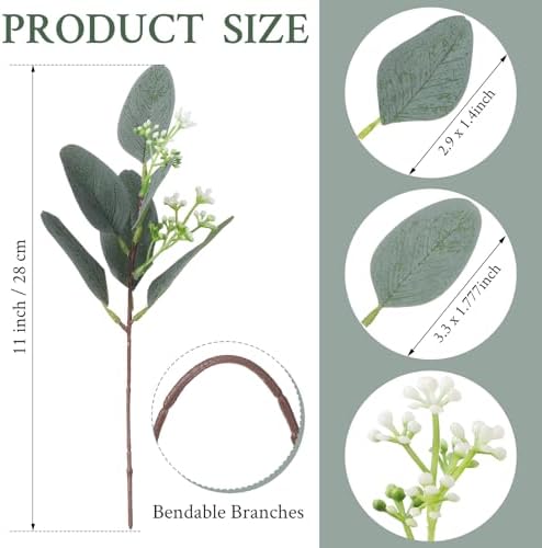 Janinka 90 Pcs Artificial Seeded Eucalyptus Stems Mixed Greenery - Image 2
