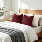 Mecatny Corduroy Decorative Throw Pillow Covers 26x26 Set of 2 Burgundy - Image 7