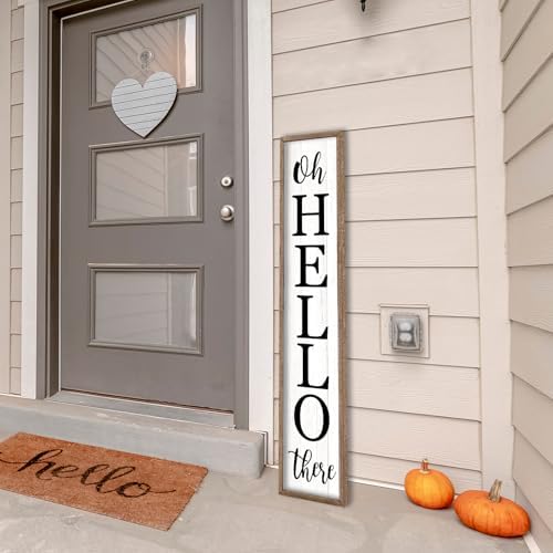 Oh Hello There Outdoor Welcome Sign, 45"X9", Wood White - Image 3