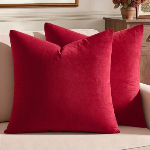 MIULEE Velvet Throw Pillow Covers 22x22 Inch Pack of 2 Red by MIULEE
