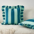 MONDAY MOOSE Decorative Throw Pillow Covers, Set of 2 Water-Resistant Striped Design with Ruffle Edge for Outdoor/Indoor Use, Pillow Inserts Not Included (18x18 inch, Blue/Light Blue) - Image 6