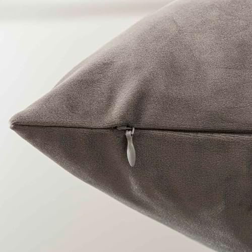 JUSPURBET 28x28 Euro Velvet Throw Pillow Covers Set of 2,Ash - Image 6
