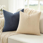Topfinel Decorative Velvet Pillow Covers Blue and Yellow 18x18 Boho Nordic Couch Throw Pillow Covers for Bed Pack of 4 Corduroy Accent Modern Pillowcase Sofa Livingroom Home Decor - Image 6