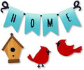 Roeda Brighten Your Life 14933m Home Word Banner with Cardinals and Birdhouse Wreath Kit Everyday Magnets Set of 4, 8.2" W x 3.6" H by Roeda
