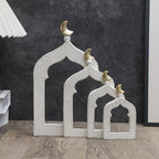 Islamic Cultural Decor Collection - Handcrafted Resin Mosque Models & Tower Ornaments for Home/Office Display Ramadan Decoration (4-Door) - Image 4