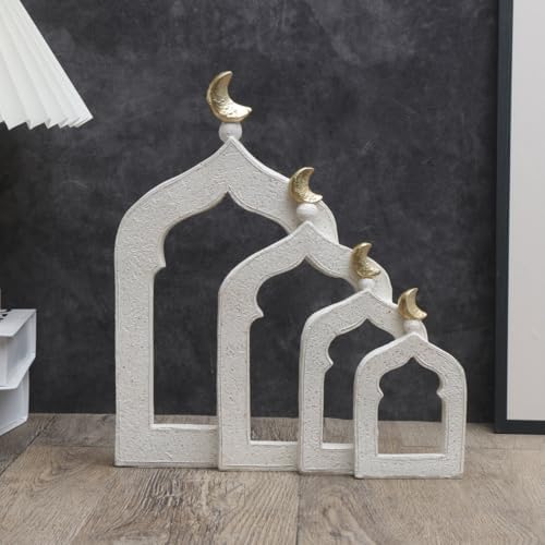 Islamic Cultural Decor Collection - Handcrafted Resin Mosque Models & Tower Ornaments for Home/Office Display Ramadan Decoration (4-Door) - Image 4