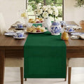Classic Linen™ by D'Moksha, Forest Green Table Runner 144 Inches Long, 100% Pure Linen, Extra Long Table Runner, 14 x 144 Inch for Dining- Fall, Weddings, Outdoor Hosting by DMokshaHomes
