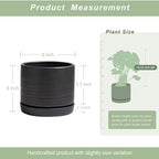 HERDUK 8 Inch Pots for Plants, Ceramic Planter Pot with Drainage Hole & Saucer, Indoor/Outdoor Cylinder Round Planter Pot, Matte Black - Image 3