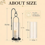 Black Wall Candle Sconces Set of 2, Candle Holder with Hurricane Glass - Image 2