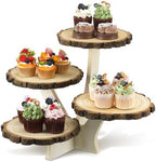 Chunful 4 Tier Round Natural Wood Cupcake Dessert Stand, Cup Cake Tower Stand Holder, Wooden Cake Display Tiered Centerpiece for Party, Birthday, Wedding, Baby Shower, Holiday Decoration by Chunful