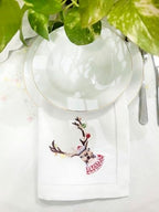 Embroidered Cloth Napkin Deer Christmas Cotton Napkins Set of 6, 20x20 Hemstitch Table Napkins Machine Washable, Daily & Christmas, Great Present Ideas - Image 7