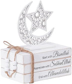 Islamic Wooden Faux Book Set with Moon Star decor, ramadan decorations for home, Great Islamic decor and Eid decorations for home & Mosque. Ramadan gifts idea, eid al adha decorations, Islamic gift by BlissfeelConcept