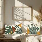 4 Pcs/Set Leaves Throw Pillow Covers Boho Spring Summer Watercolor Green Leaf Nature Botanical Plants Minimalist Linen Pillow Cases for Sofa Couch Outdoor Decorative, 26"x26" - Image 3